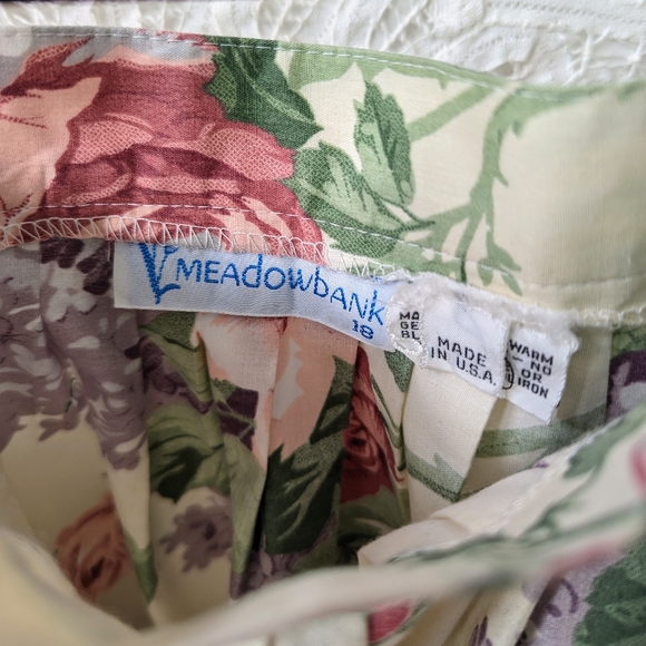 ✨sold✨Vintage 80s 90s Ivory Roses Midi Skirt Cotton 18 Boho Cottagecore - Picture 3 of 3